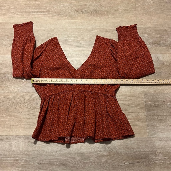 Madewell Tie-Back Peplum Long Sleeve Cropped Ditzy Floral Blouse Women’s Sz Med - Picture 7 of 10